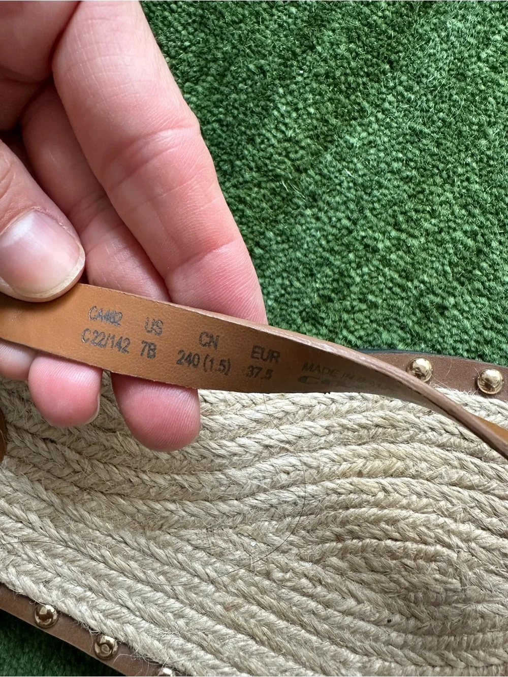 COACH Gracey Leather Espadrille Thong Sandals